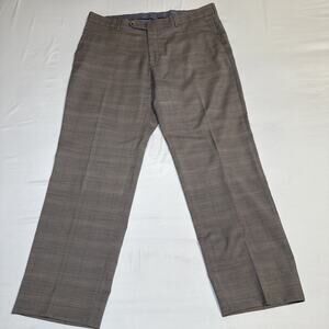 Ballin Pants Mens 36x28.5 Tan Gray Plaid Wool Dress Pants Comfort EZE Canada